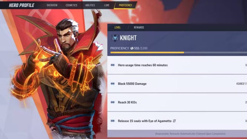 Proficiency tab for Doctor Strange in 'Marvel Rivals' (Image: NetEase Games)