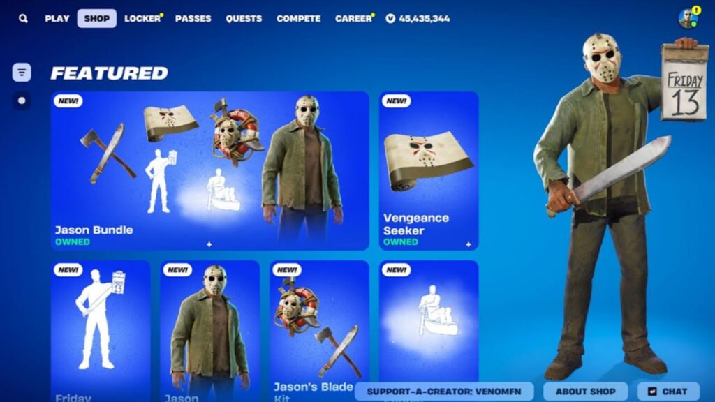 The Jason bundle can also be bought from the Fortnite Item Shop.