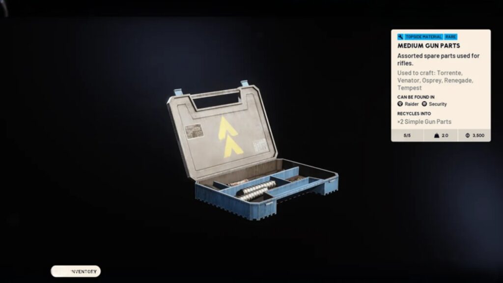 Medium Gun Parts Blueprint in ARC Raiders.