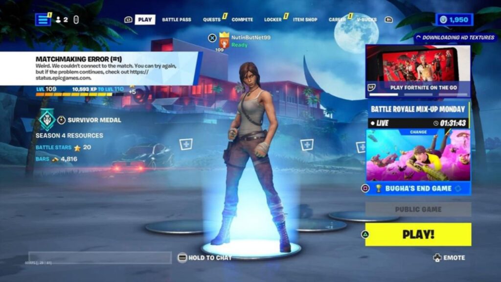 Matchmaking Error #1 in Fortnite.