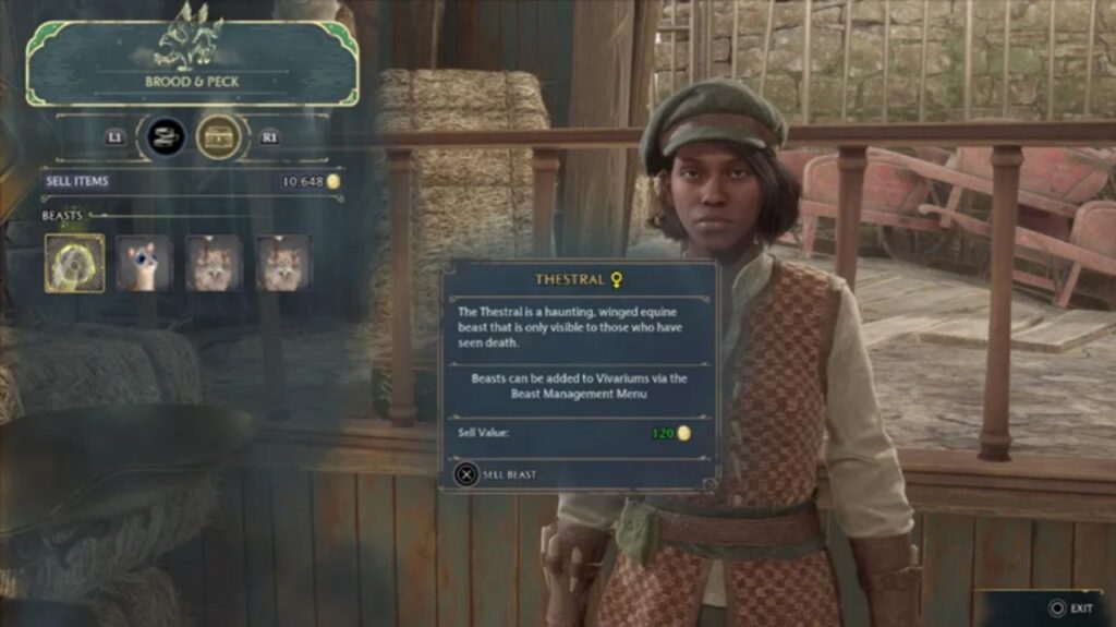 You cannot buy beasts from Brood and Peck in Hogwarts Legacy.