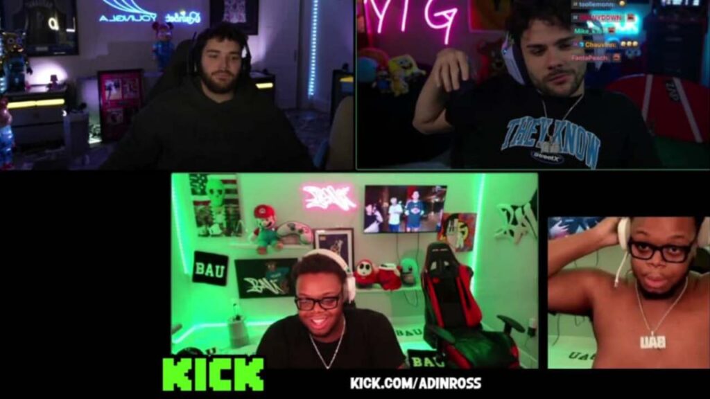 Adin Ross, Cheesur and Cuffem (Image: Kick.com/@adinross)