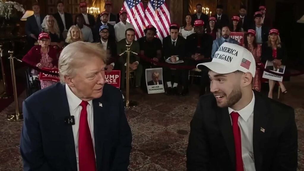 Donald Trump and Adin Ross (Image: Kick.com/@adinross)