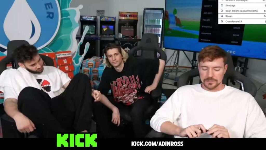 Adin Ross, xQc and MrBeast (Image: Kick.com/adinross)