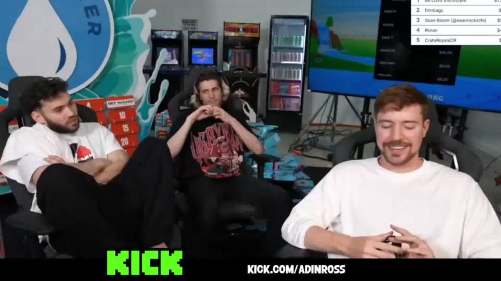 Adin Ross, xQc and MrBeast (Image: Kick.com/adinross)