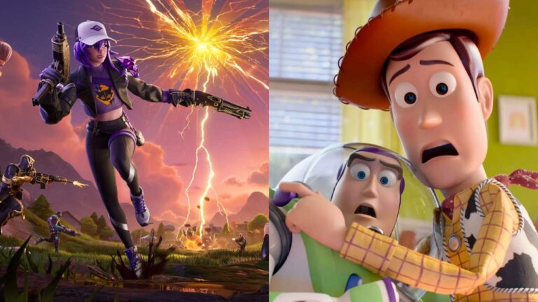 'Fortnite'/Buzz and Woody in 'Toy Story 5' (Image: Epic Games and Disney)