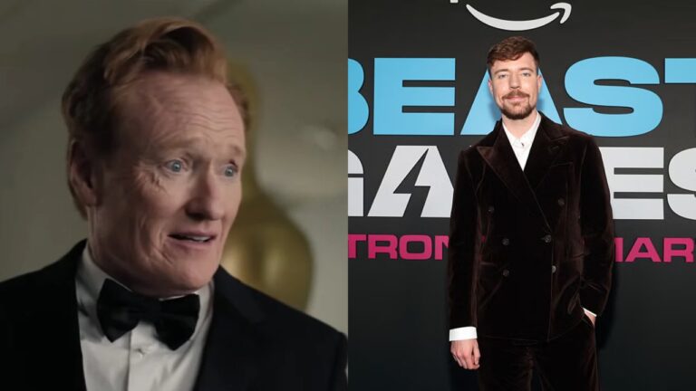 Conan O'Brien and MrBeast (Image: AMC and Prime Video)