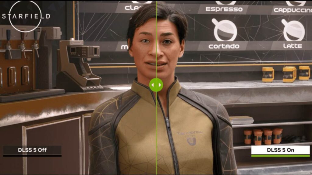 Starfield with and without DLSS 5 (Image: NVIDIA)