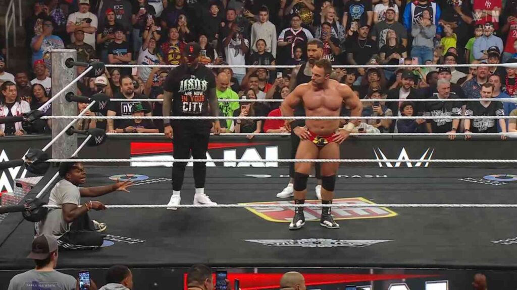 IShowSpeed, Jey Uso, Jimmy Uso and LA Knight (Image: WWE)