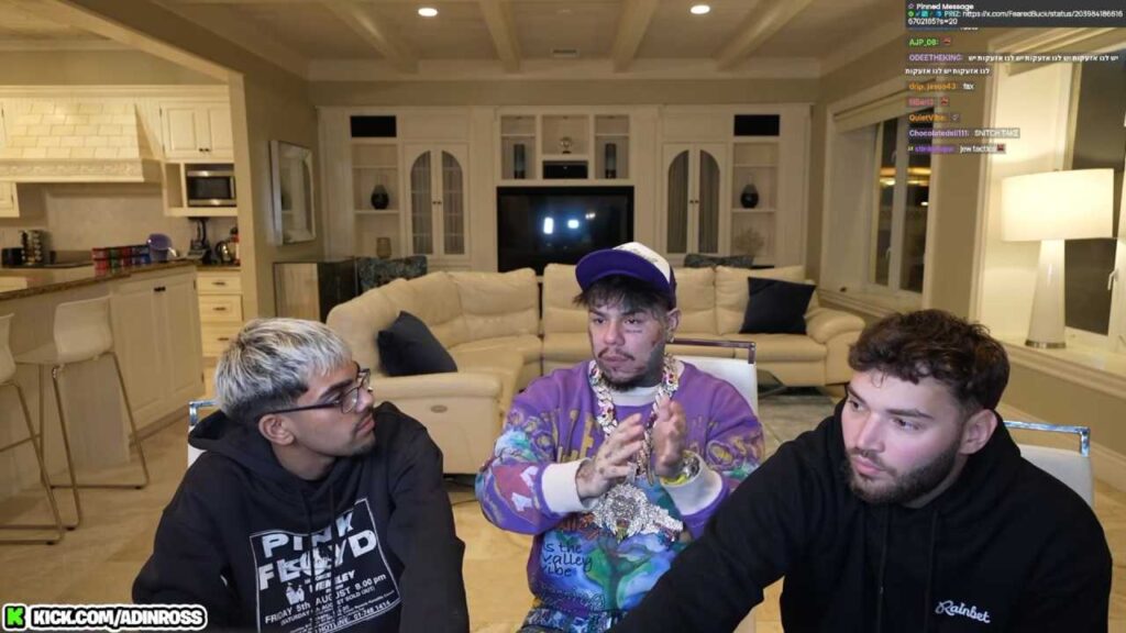 Adin Ross, 6ix9ine, and N3on (Image: Kick.com/adinross)